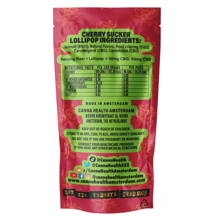 CBG - CBD LOLLIPOP - LUTSCHER: Kirsche - 50 mg CBG, 50 mg CBD – Bild 2