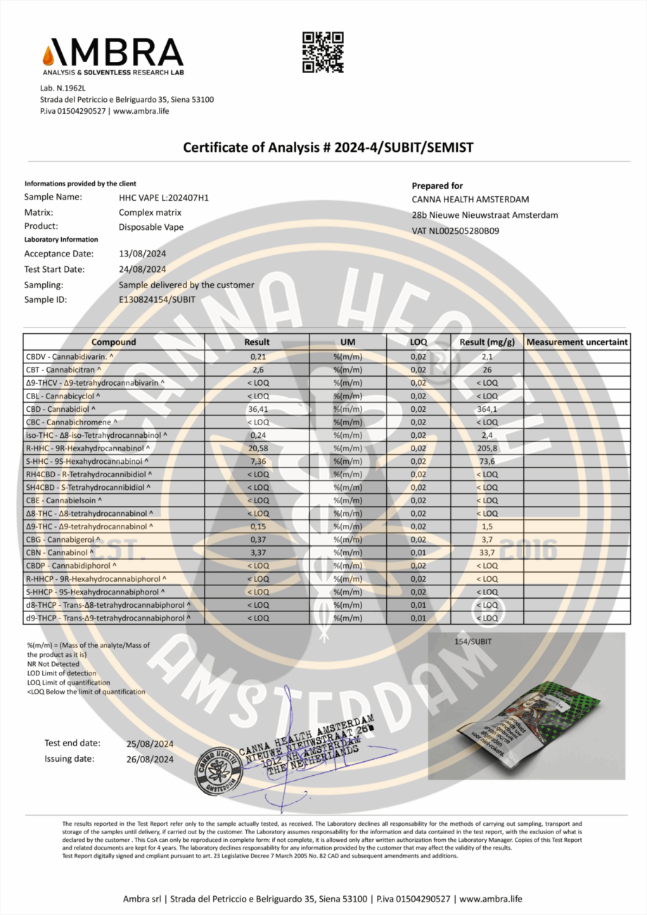 HHC Vape Kartusche: Nicht aromatisiert - 1ml – Bild 2