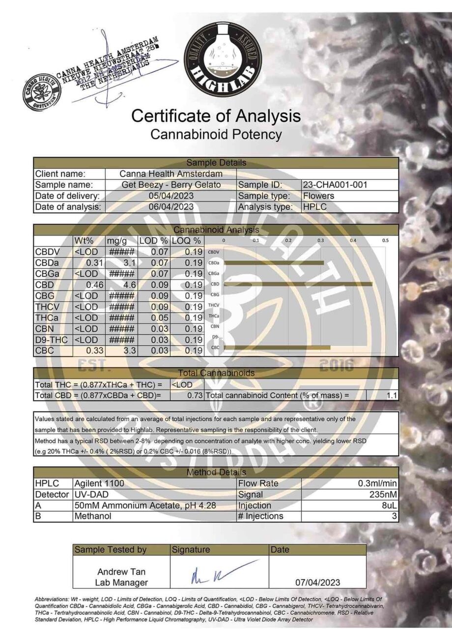 Get Beezy Berry Gelato - COA