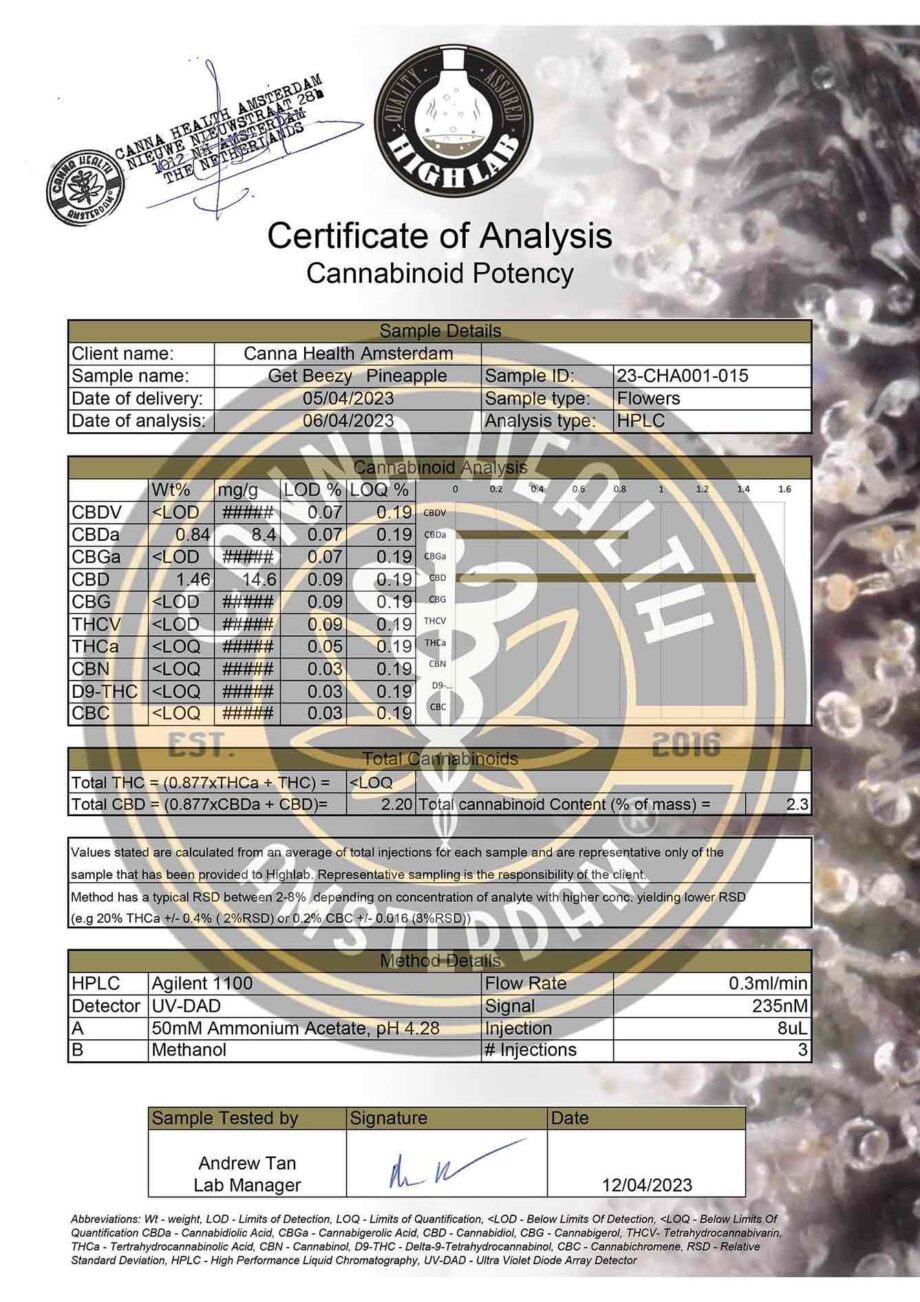 Get Beezy Pineapple - COA