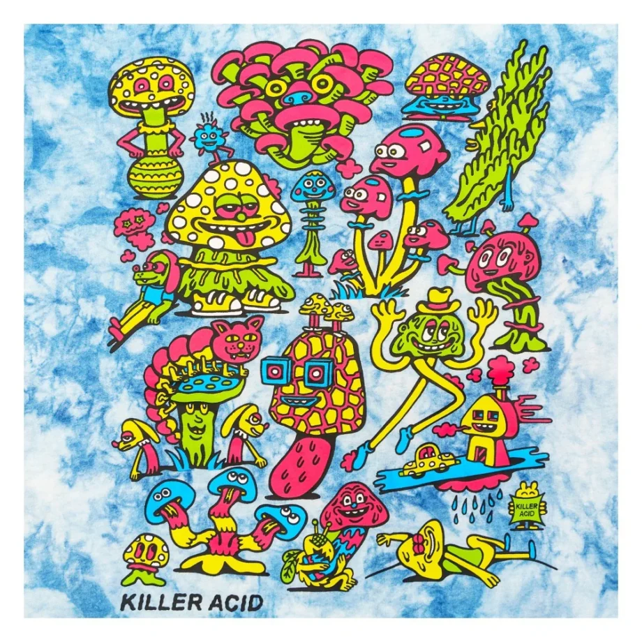 KILLER ACID MUSHROOM BLUE TIE DYE T SHIRT – Bild 3